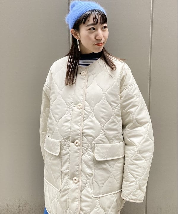 庭野 優紀さんの「BEAMS WOMEN｜キルティング ノーカラー ブルゾン」を使ったコーディネート