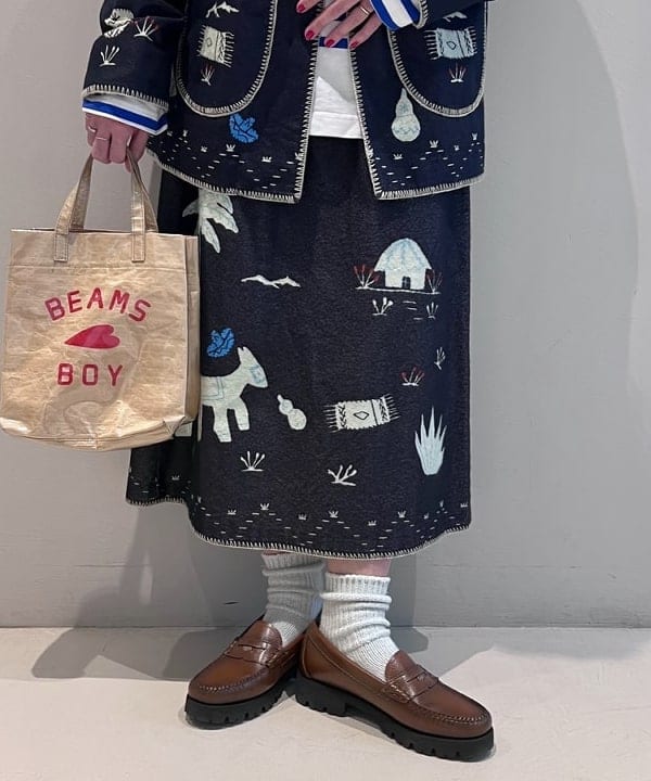 BEAMS BOY メキシカンプリントスカート1 ネイビー　コットン100% BEAMS BOY（ビームスボーイ）の「BEAMS BOY / メキシカン プリント