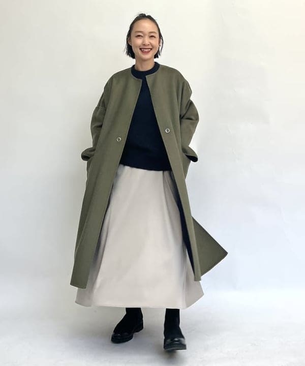 未使用 デミルクスビームス　リバーシブルロングコート ネイビー＆カーキ36 VERY11月号掲載アイテム〉今年のコートはお決まりですか？｜ビームス