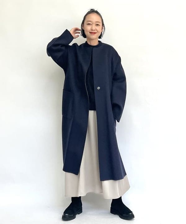 未使用 デミルクスビームス　リバーシブルロングコート ネイビー＆カーキ36 VERY11月号掲載アイテム〉今年のコートはお決まりですか？｜ビームス