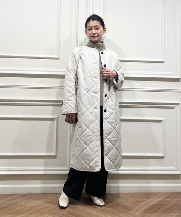 Demi-Luxe BEAMS / ダイヤキルト ノーカラーコート（Demi-Luxe