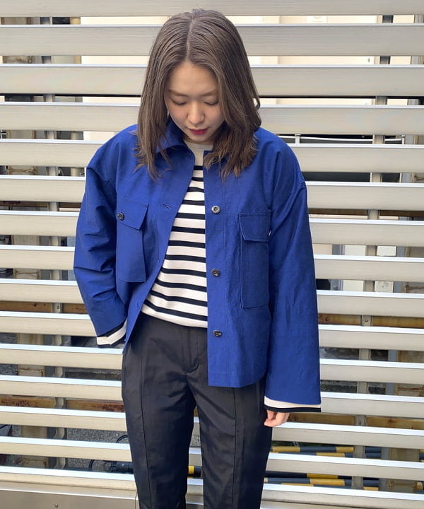 千田 静香さんの「BEAMS WOMEN｜AUBERGE / ウール BIG CHARLOTTE ボーダーカットソー」を使ったコーディネート