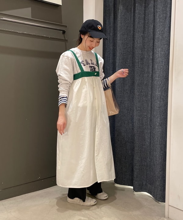 おのすさんの「BEAMS WOMEN｜BEAMS BOY / バックトゥフロント テープ キャミ ワンピース」を使ったコーディネート