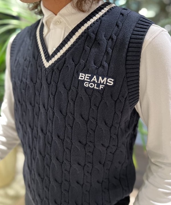 BEAMS GOLF 二枚セット　ケーブル編み ノースリーブベスト BEAMS GOLF 二枚セットケーブル編み ノースリーブベスト