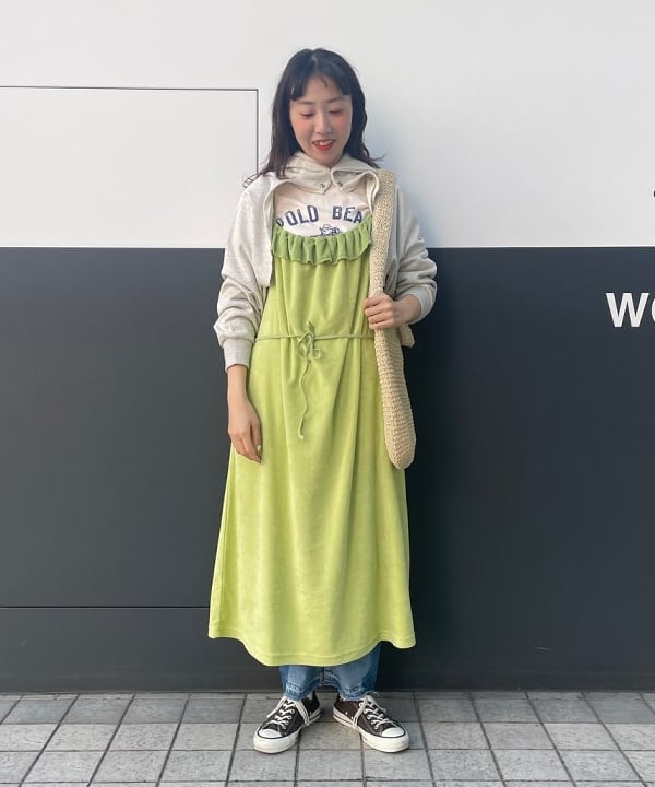 おのすさんの「BEAMS WOMEN｜BEAMS BOY / パイル キャミ ワンピース」を使ったコーディネート