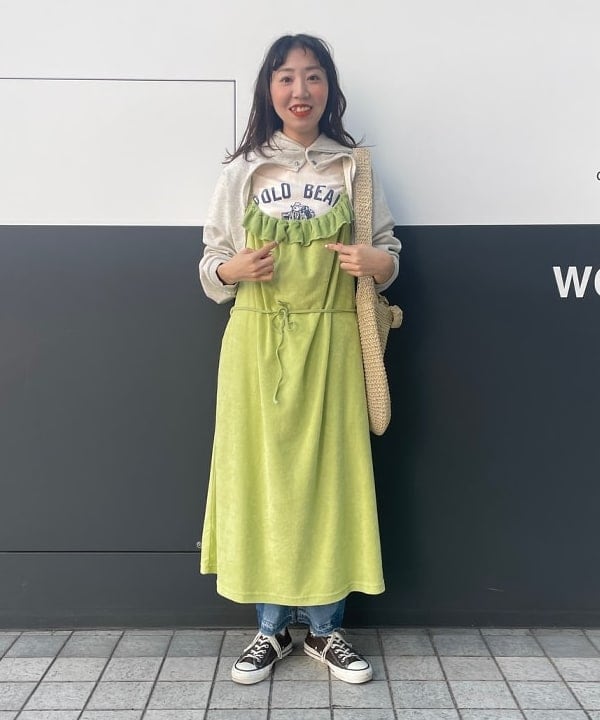 おのすさんの「BEAMS WOMEN｜BEAMS BOY / パイル キャミ ワンピース」を使ったコーディネート
