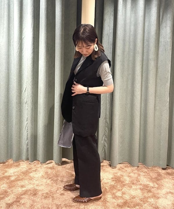 西村 章代さんの「BEAMS WOMEN｜SLOANE / 18ゲージ シルク リブ ハーフスリーブ」を使ったコーディネート