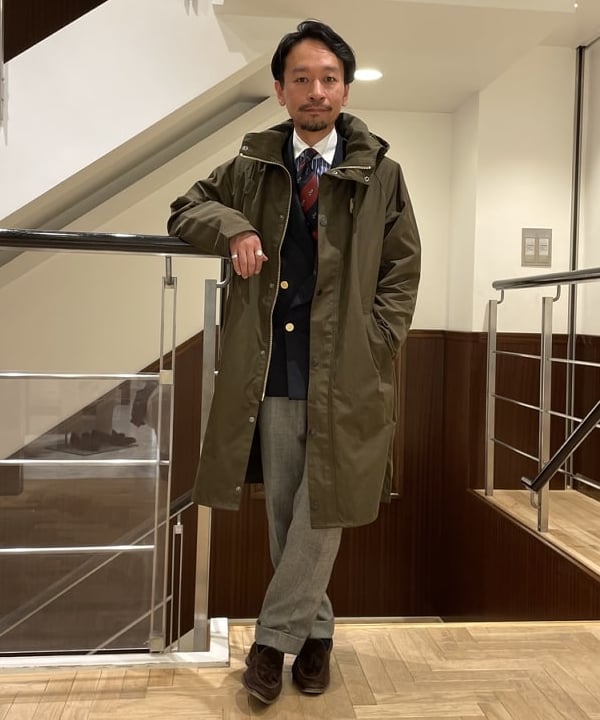 【美品】Barbour × BEAMS F / 別注 ハンティングコート カーキ ビームスF 新宿（731594） スタイリング・コーディネイト｜BEAMS