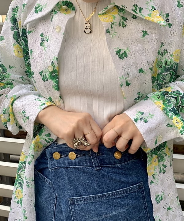 ナツハさんの「BEAMS WOMEN｜BEAMS BOY / GOLDメッキ 0.8mm リング」を使ったコーディネート