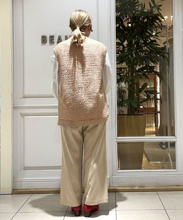 千田 静香さんの「BEAMS WOMEN｜CHRISTIAN VILLA × Demi-Luxe BEAMS / 別注 ストロー バニティーバッグ」を使ったコーディネート