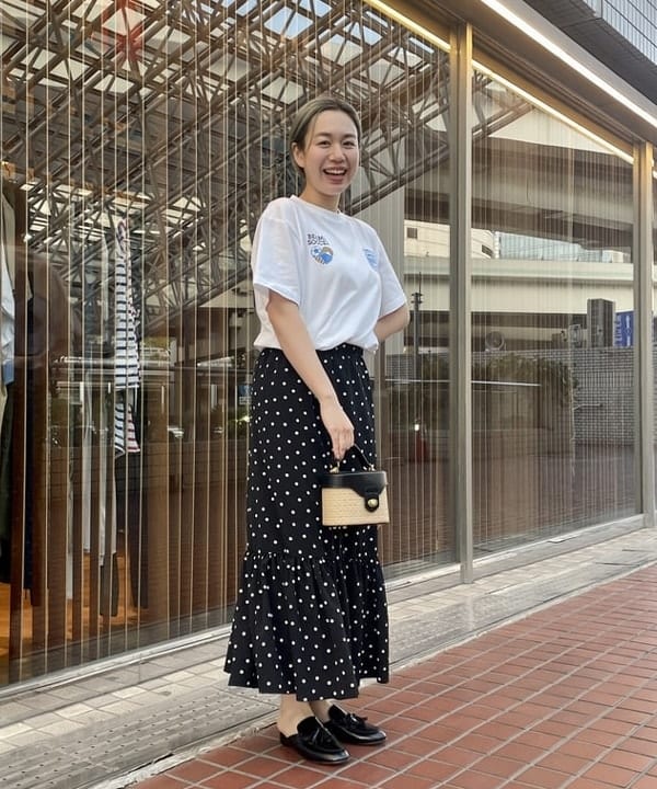 ゆうかさんの「BEAMS WOMEN｜CHRISTIAN VILLA × Demi-Luxe BEAMS / 別注 ストロー バニティーバッグ」を使ったコーディネート