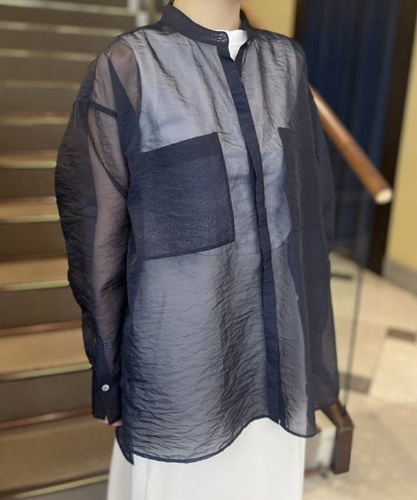 蒲原 捺美さんの「BEAMS WOMEN｜AK+1 / シアー ポケット シャツ」を使ったコーディネート