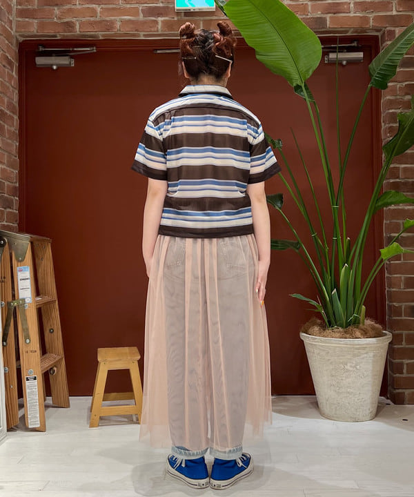 エノモト アミさんの「BEAMS WOMEN｜maturely / Sheer Border Open Collar Shirt」を使ったコーディネート
