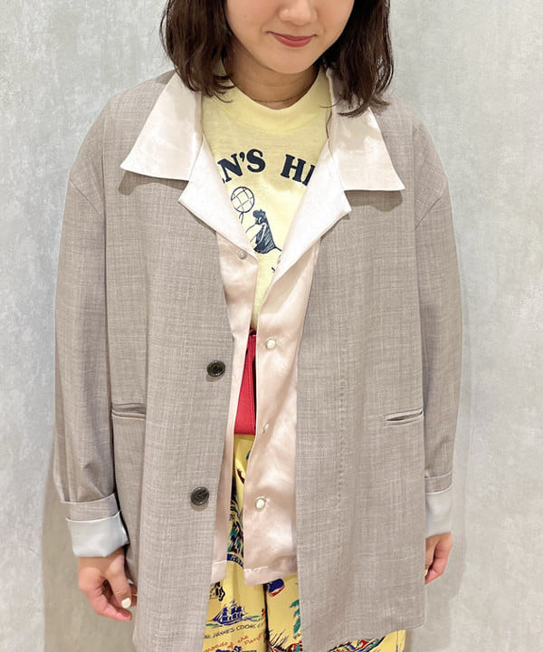 るーたまさんの「BEAMS WOMEN｜maturely / Vintage Satin Open Collar Shirt」を使ったコーディネート