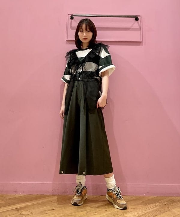 水野 萌香さんの「BEAMS WOMEN｜Ray BEAMS / チュール フリルカラー ノースリーブ トップス」を使ったコーディネート