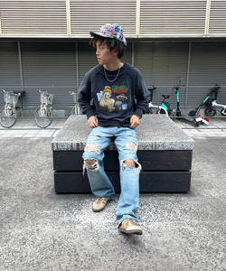 BEAMS（ビームス）TAPPEI × BEAMS / DAMEGE FLOCKY PRINT CREWNECK