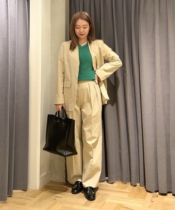 千田 静香さんの「BEAMS WOMEN｜YOUNG&OLSEN / レザートートバッグ M」を使ったコーディネート