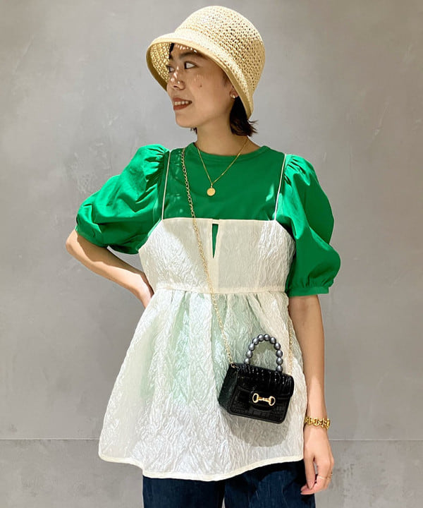 内山 美咲さんの「BEAMS WOMEN｜GRILLO / ペーパー クロシェハット」を使ったコーディネート