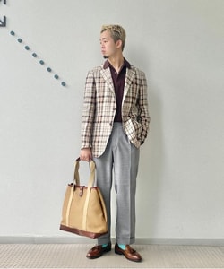BEAMS F（ビームスF）EASY MARZOTTO リネン チェック ジャケット