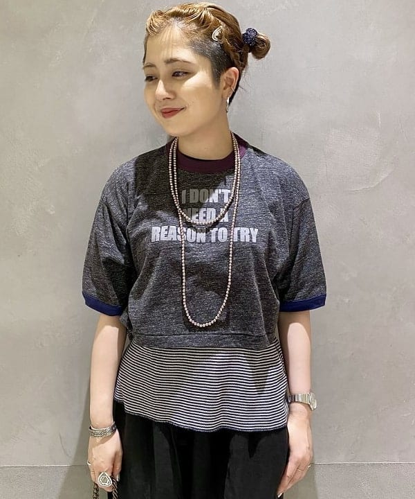 吉野 多恵さんの「BEAMS WOMEN｜【別注】Healthknit / ワッフル ボーダー Tシャツ」を使ったコーディネート