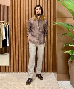BEAMS F（ビームスF）GTA / SERGIO リネン ストライプ 1プリーツ