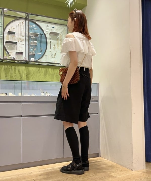 Yumenoさんの「BEAMS WOMEN｜bLicensceLL × Ray BEAMS / 別注 ビーズ バッグ」を使ったコーディネート
