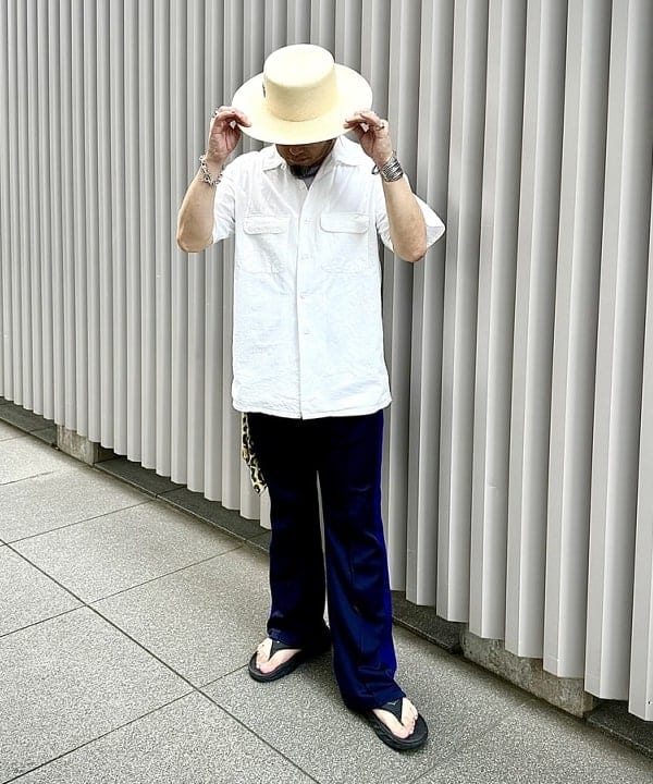 林 義人さんの「BEAMS PLUS / ピマコットン ショートスリーブ オープンカラー シャツ」を使ったコーディネート