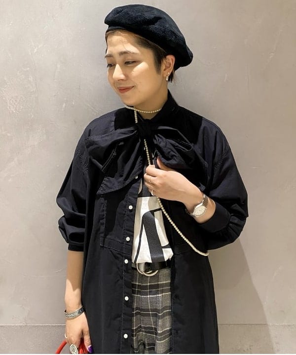 吉野 多恵さんの「BEAMS WOMEN｜BEAMS BOY / アスコットタイ ワンピース」を使ったコーディネート