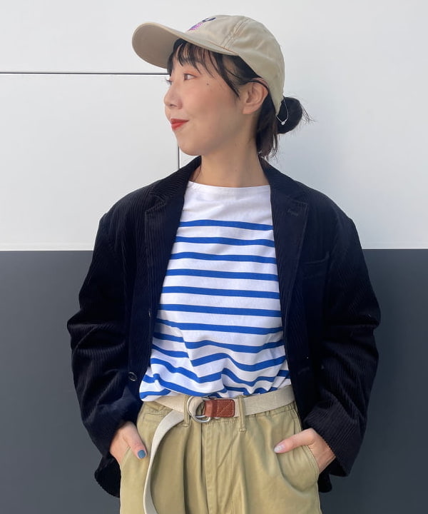 おのすさんの「BEAMS WOMEN｜ナバルボーダー ビッグ ボートネック カットソー」を使ったコーディネート