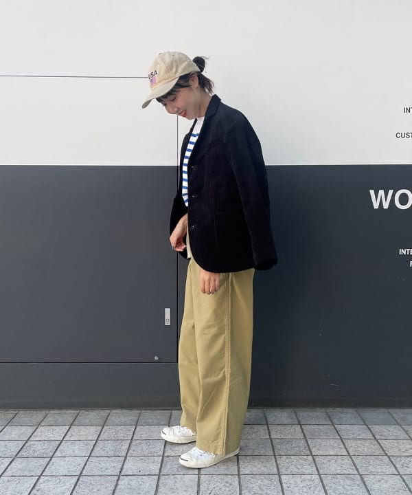 おのすさんの「BEAMS WOMEN｜ナバルボーダー ビッグ ボートネック カットソー」を使ったコーディネート