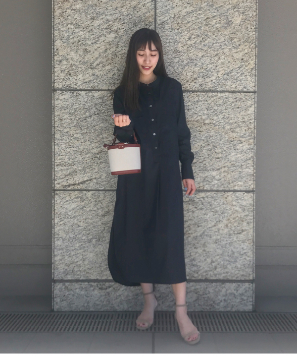 TICCA Demi-Luxe BEAMS 別注ノーカラーソリッドシャツブラック Demi-Luxe BEAMS（81813） スタイリング・コーディネイト｜BEAMS
