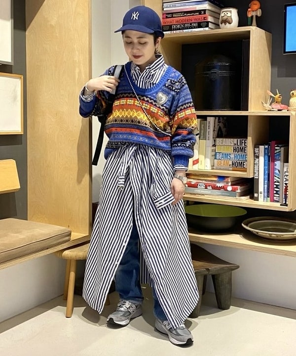 吉野 多恵さんの「BEAMS WOMEN｜ロンドンストライプ ボタンダウンシャツ」を使ったコーディネート