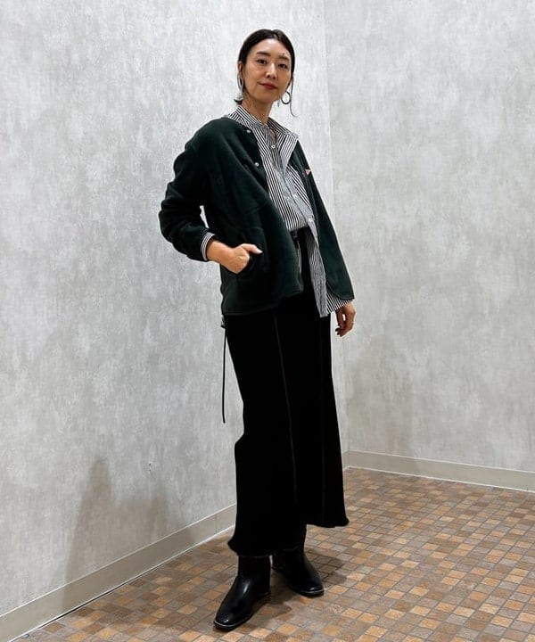 川口 恵さんの「BEAMS WOMEN｜DANTON / ノーカラー フリース ジャケット」を使ったコーディネート