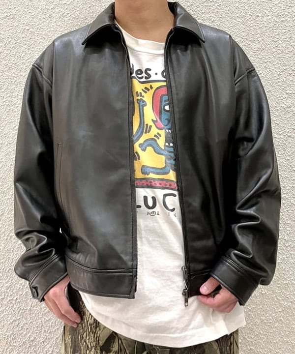 田中 翔太さんの「BEAMS WOMEN｜ワイドフィット レザー ジップブルゾン」を使ったコーディネート