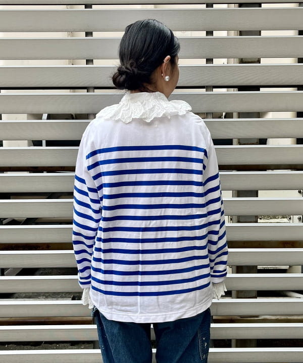 ミナミマリコさんの「BEAMS WOMEN｜ナバルボーダー ビッグ ボートネック カットソー」を使ったコーディネート