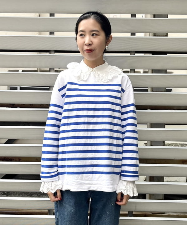 ミナミマリコさんの「BEAMS WOMEN｜ナバルボーダー ビッグ ボートネック カットソー」を使ったコーディネート