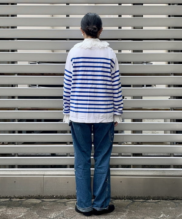 ミナミマリコさんの「BEAMS WOMEN｜ナバルボーダー ビッグ ボートネック カットソー」を使ったコーディネート