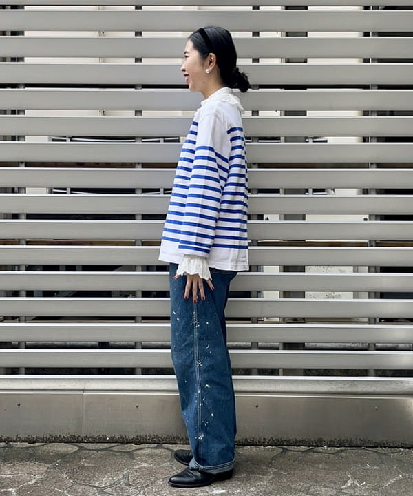 ミナミマリコさんの「BEAMS WOMEN｜ナバルボーダー ビッグ ボートネック カットソー」を使ったコーディネート