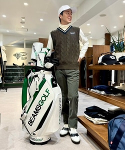 BEAMS GOLF / new ツアー プロ キャディバッグ　レッド×ネイビー