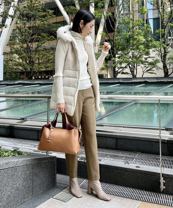 エンメティ STEFANY ムートン ダウンベスト ジレ フォックファー 38