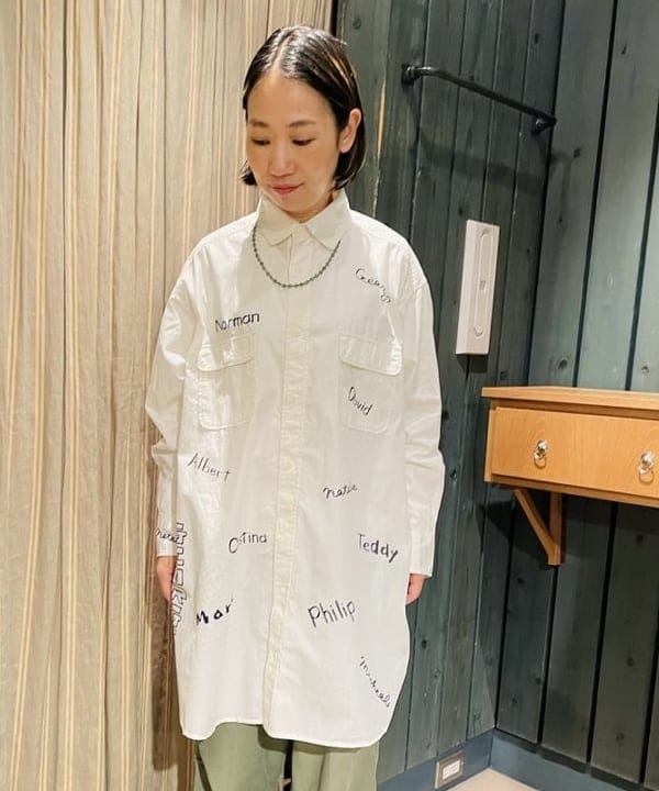 つぼさんの「BEAMS WOMEN｜BEAMS BOY / ボーイ メモリープリント ワンピース」を使ったコーディネート
