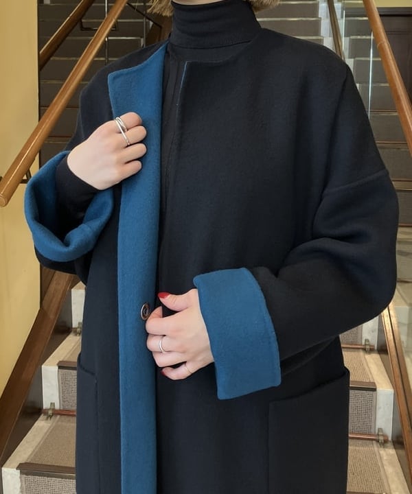 蒲原 捺美さんの「BEAMS WOMEN｜Demi-Luxe BEAMS / ロング丈 クルーネック リバーコート」を使ったコーディネート