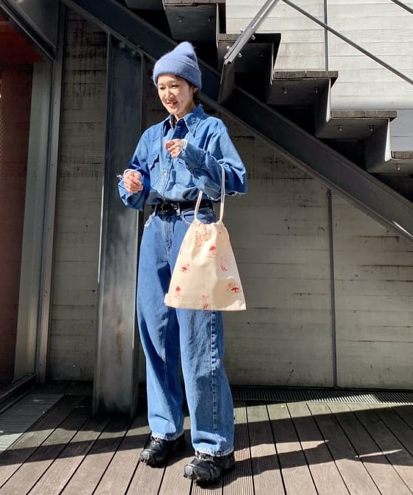 COTOO 美品ツイード飾り付きデニムスーツ COTOO 美品ツイード飾り付きデニムスーツ