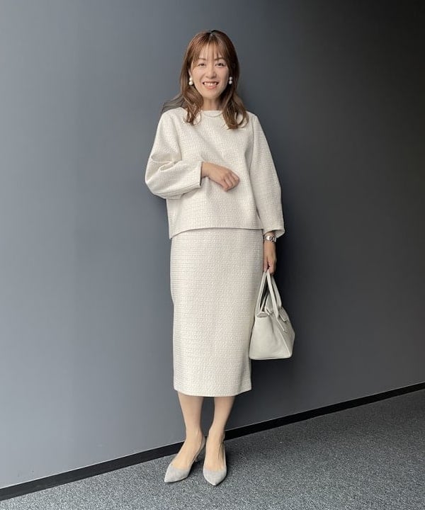 住吉　明佳さんの「BEAMS WOMEN｜Demi-Luxe BEAMS / ツイード セミタイトスカート＊」を使ったコーディネート