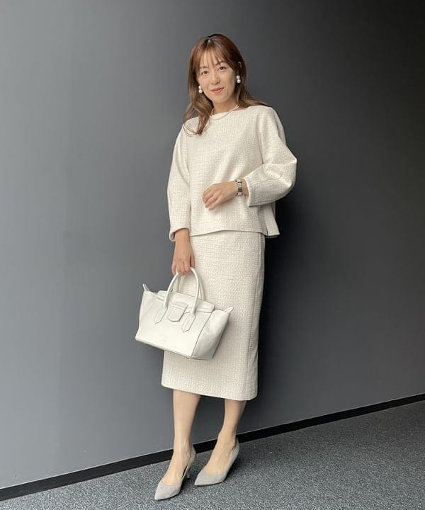 住吉　明佳さんの「BEAMS WOMEN｜Demi-Luxe BEAMS / ツイード セミタイトスカート＊」を使ったコーディネート