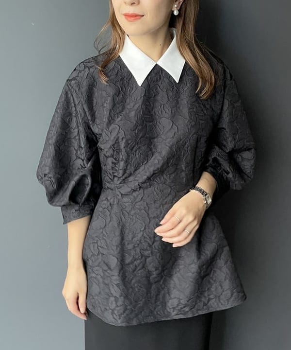 住吉　明佳さんの「BEAMS WOMEN｜フクレ織りジャカード アタッチドカラー ブラウス＊」を使ったコーディネート