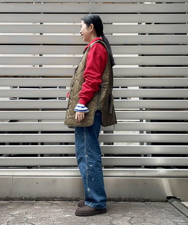 ミナミマリコさんの「BEAMS WOMEN｜ナバルボーダー ビッグ ボートネック カットソー」を使ったコーディネート