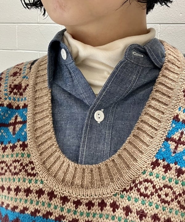 小原 もこさんの「BEAMS WOMEN｜【別注】BUZZ RICKSON'S / シャンブレー ロングスリーブ シャツ」を使ったコーディネート