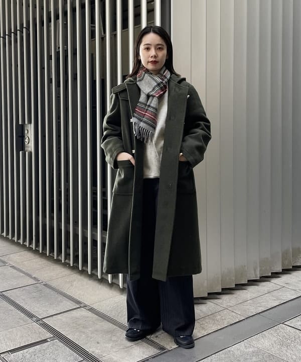 お値下げBEAMS BOY ダッフルコートブラック系 チェック柄
