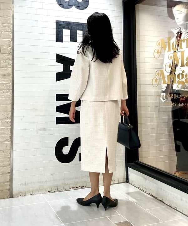五十峯 さよさんの「BEAMS WOMEN｜Demi-Luxe BEAMS / ツイード セミタイトスカート＊」を使ったコーディネート
